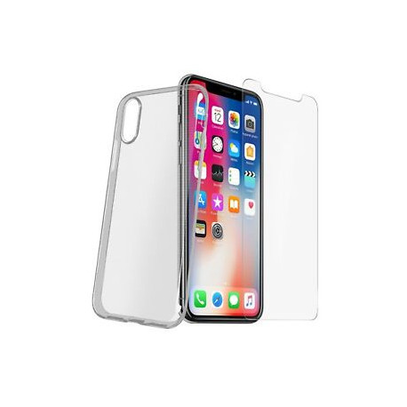 Vetro Temperato + Custodia Trasparente per iPhone X, XS